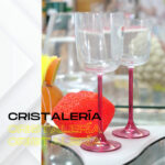 ESTUCHE 6 COPAS VINO 230CL CRISTAL AHUMADO PIE ROJO MODELO FLAMINGO - Imagen 2