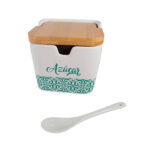 AZUCARERO PORCELANA BLANCA C/TAPA MADERA 10X10X11 GRES LISBOA REF. 7056123