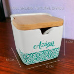 AZUCARERO PORCELANA BLANCA C/TAPA MADERA 10X10X11 GRES LISBOA REF. 7056123 - Imagen 2