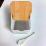 AZUCARERO PORCELANA BLANCA C/TAPA MADERA 10X10X11 GRES LISBOA REF. 7056123 - Imagen 3